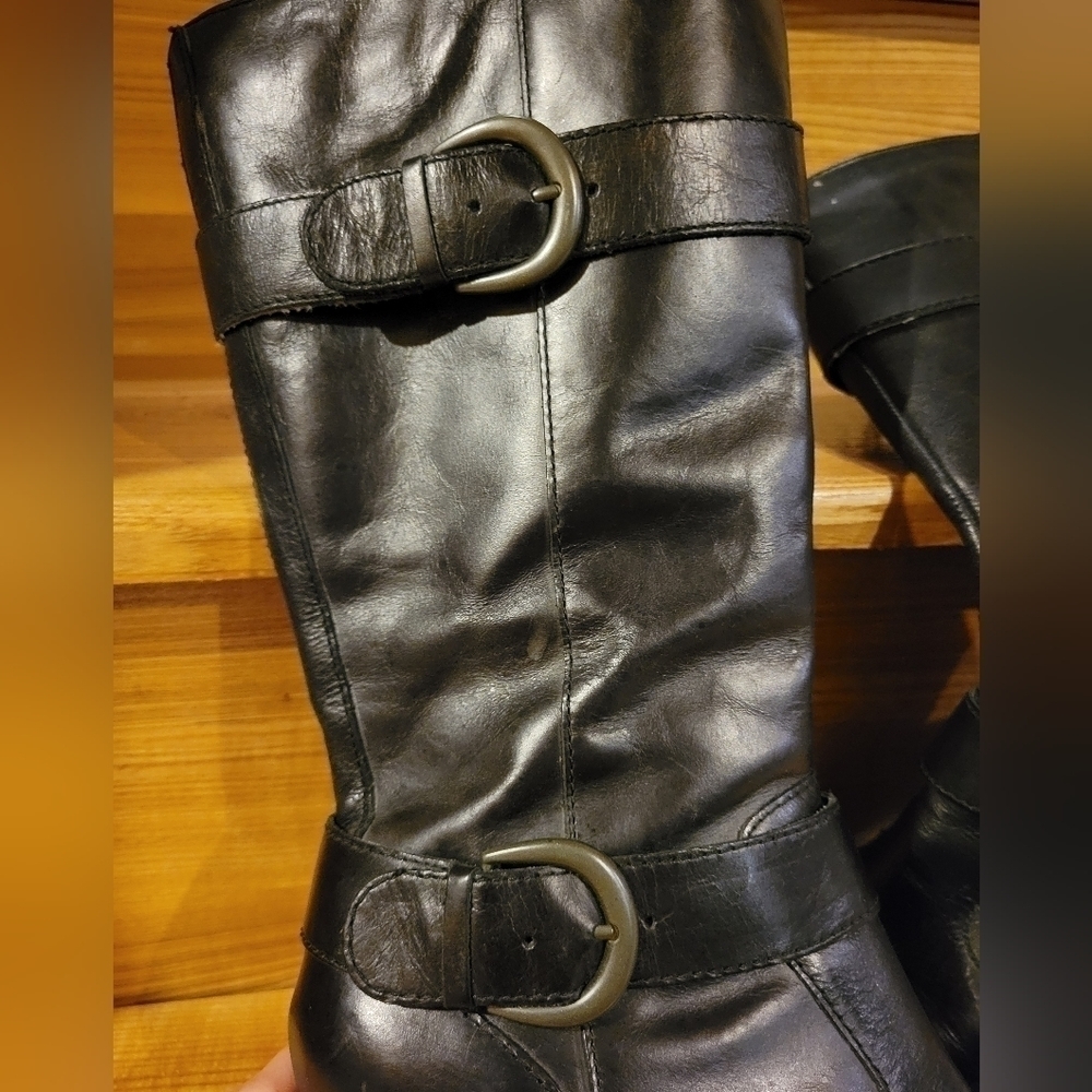 BOC Born Concept black heeled mid calf boot with buckles 6.5 women - Picture 13 of 14